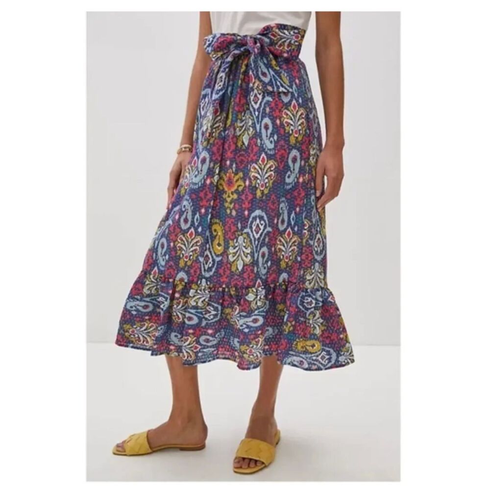 By Anthropologie Edith Paisley Skirt Size Large Muticolor Womens Tie Waist